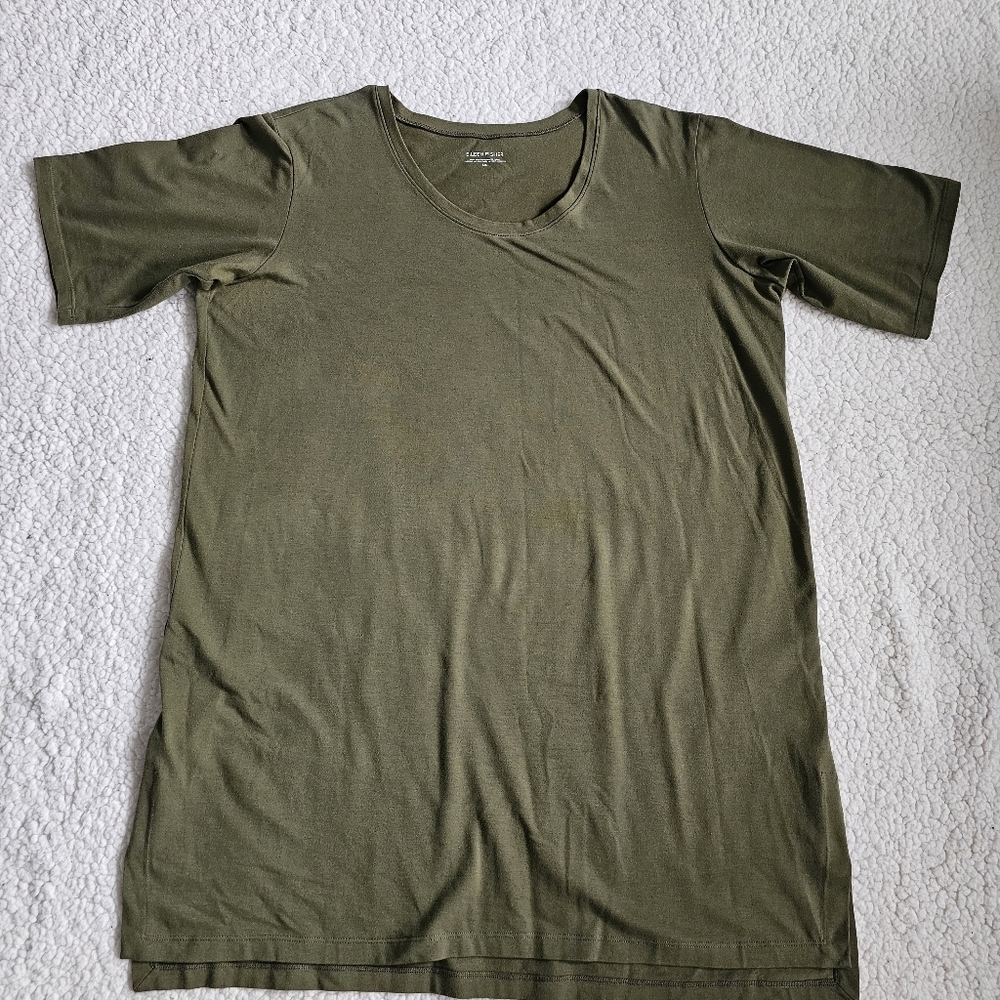 Eileen Fisher Green Crew Neck Tunic Casual T-Shirt Mini Dress Size L